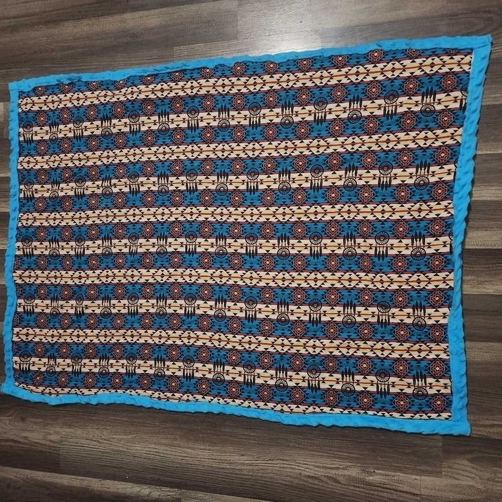 Aztec Whimsical Double Sided Baby Soft Minky Dot Blanket Perfect Baby Gift! NEW - Picture 2 of 3
